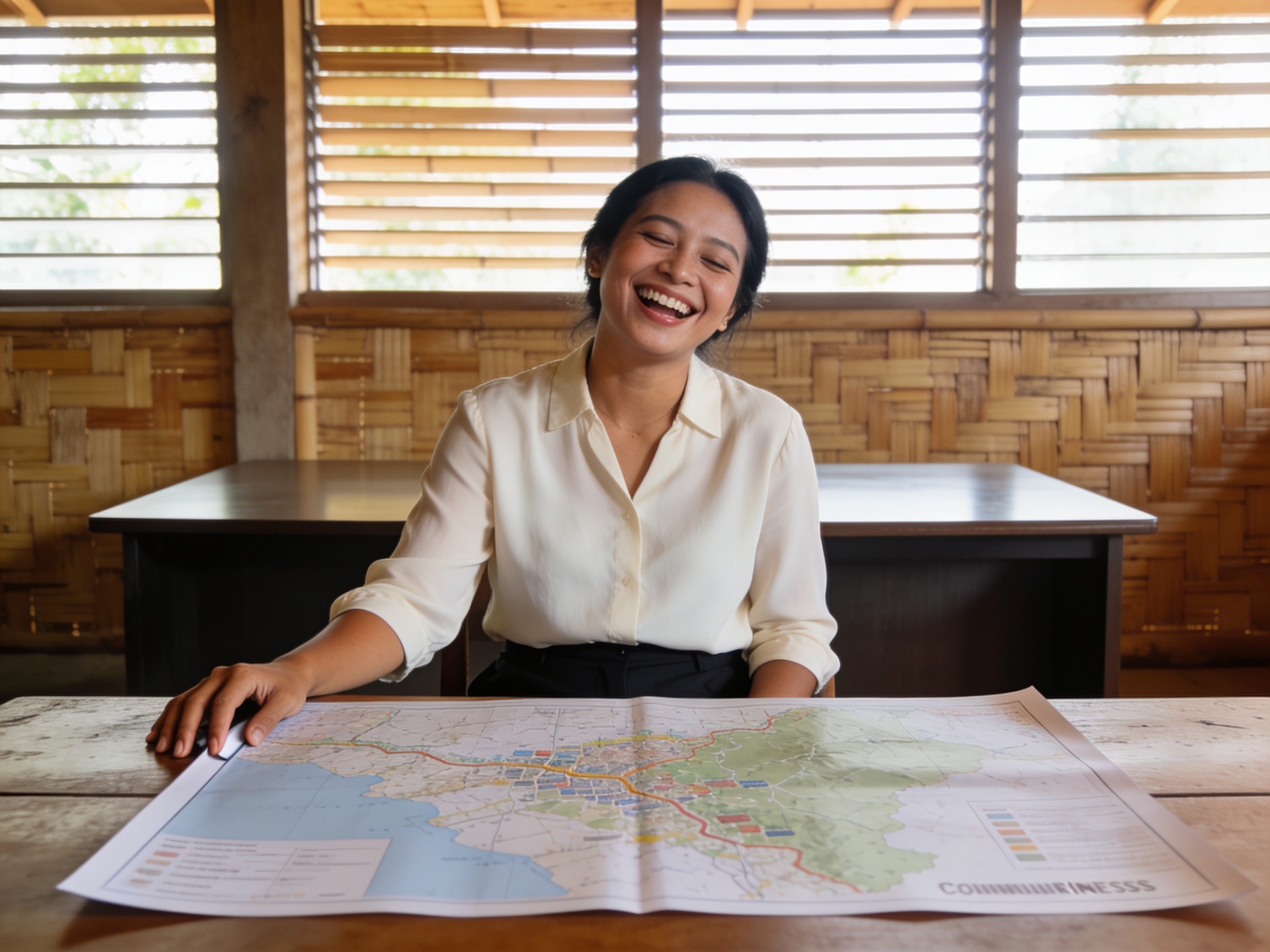 Indonesian community leader reviewing disaster plan for community resilience Asia Pacific